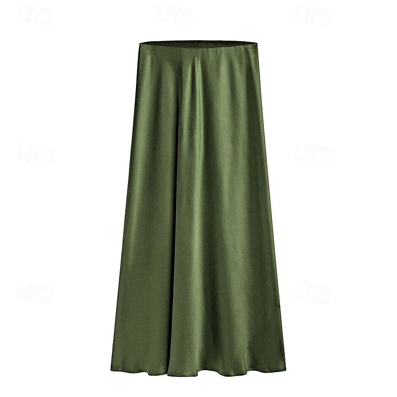 Femmes Élégant Mode Maxi Taille haute Jupes Uni Fendu Micro-Élastique Quotidien Rue Vert pomme Noir Champagne Vert Véronèse Été de 2026 ? $33.99 –P4