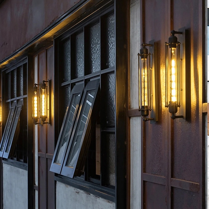 fali lámpatest, ipari cső alakú mennyezeti lámpa fémkerettel, fekete színben, egyetlen Edison fuvola lámpa előszobai verandaszekrénybe 2026 - $109.99 –P6