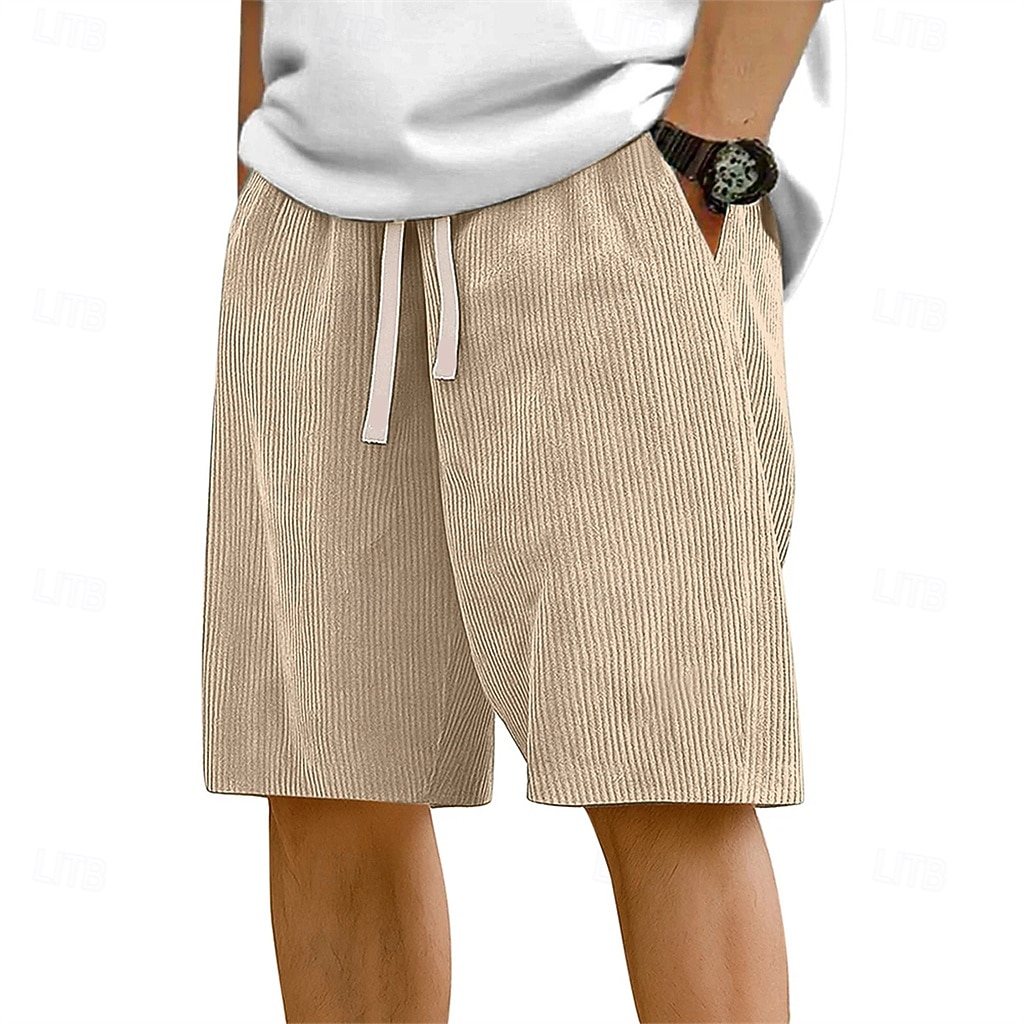 Per uomo Pantaloncini Estivi Shorts da Spiaggia Pantaloncini casual Pantaloncini di velluto a coste Coulisse Elastico in vita Tinta unica Comodità Lunghezza al ginocchio Quotidiano All'aperto del 2026 a $17.99 –P5
