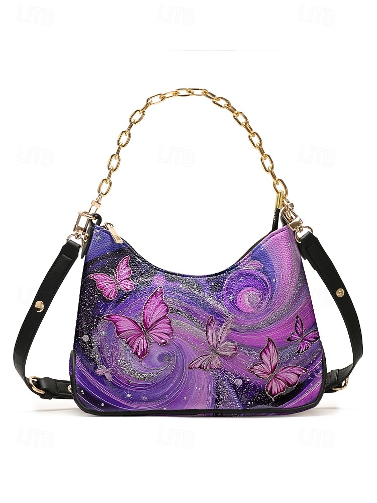 Damen-Schultertasche aus Kunstleder mit verstellbarem Riemen, Schmetterlingsmuster, in verschiedenen Farben erhältlich, vielseitige Tragemöglichkeiten für legere und formelle Anlässe. 2026 - $34.99 –P9