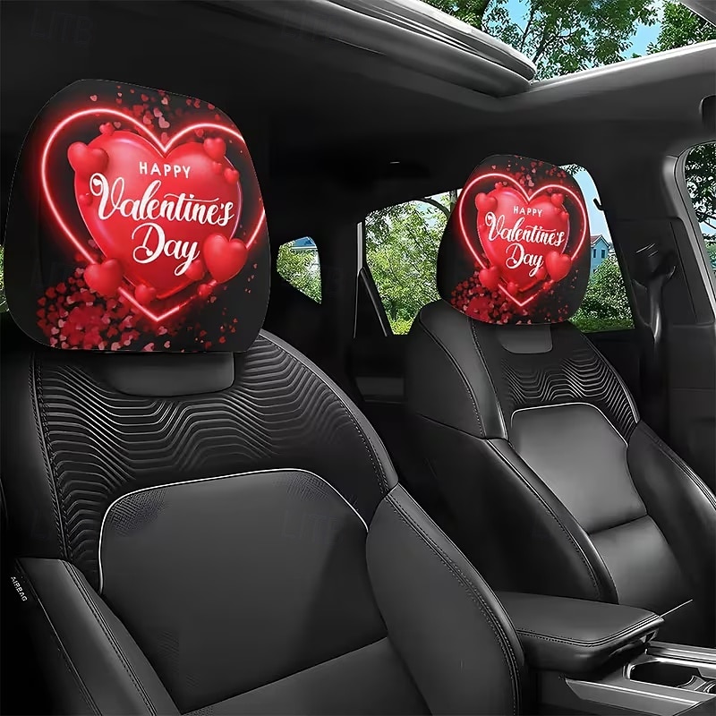 2pcs Cute Flower Love Heart Print Headrest Covers, Valentine's Day Heart-Eyed Girl Car Headrest Protector, Interior Decor, No Filling, Easy to Install and Wash, Suitable for Long-Distance Travel Naps 2026 - $14.99 –P3