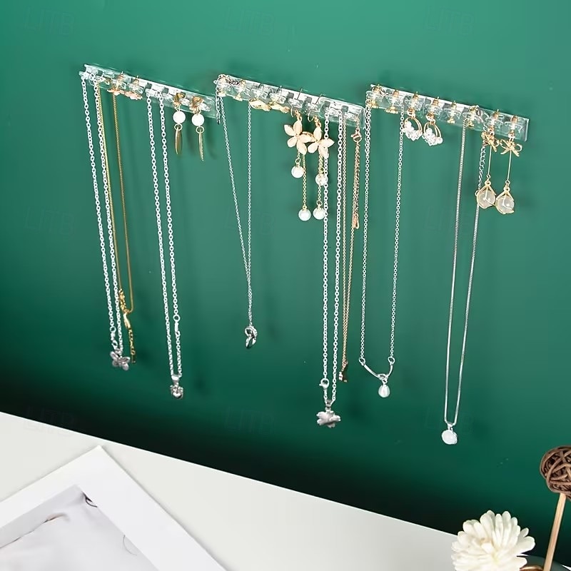 12 buc suport de depozitare bijuterii montat pe perete, simplu, transparent, pentru cercei, coliere, brățări, organizator, suport de depozitare pentru acasă, cadou de Ziua Îndrăgostiților 2026 - $13.49 –P7