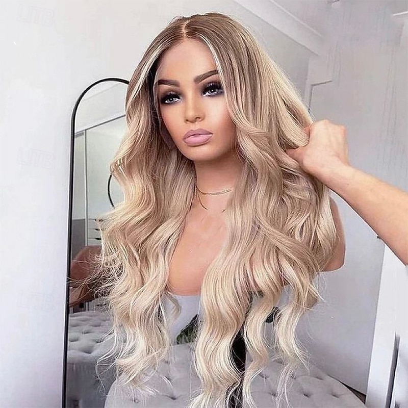 Capelli umani 13x4 Fronte in Pizzo Parrucca Riga laterale Capelli Birmani Ondulato naturale Onda Morbida Biondo Multicolore Parrucca 150% Densità dei capelli con Capelli di Bambino Senza Colla del 2026 a $303.89 –P4