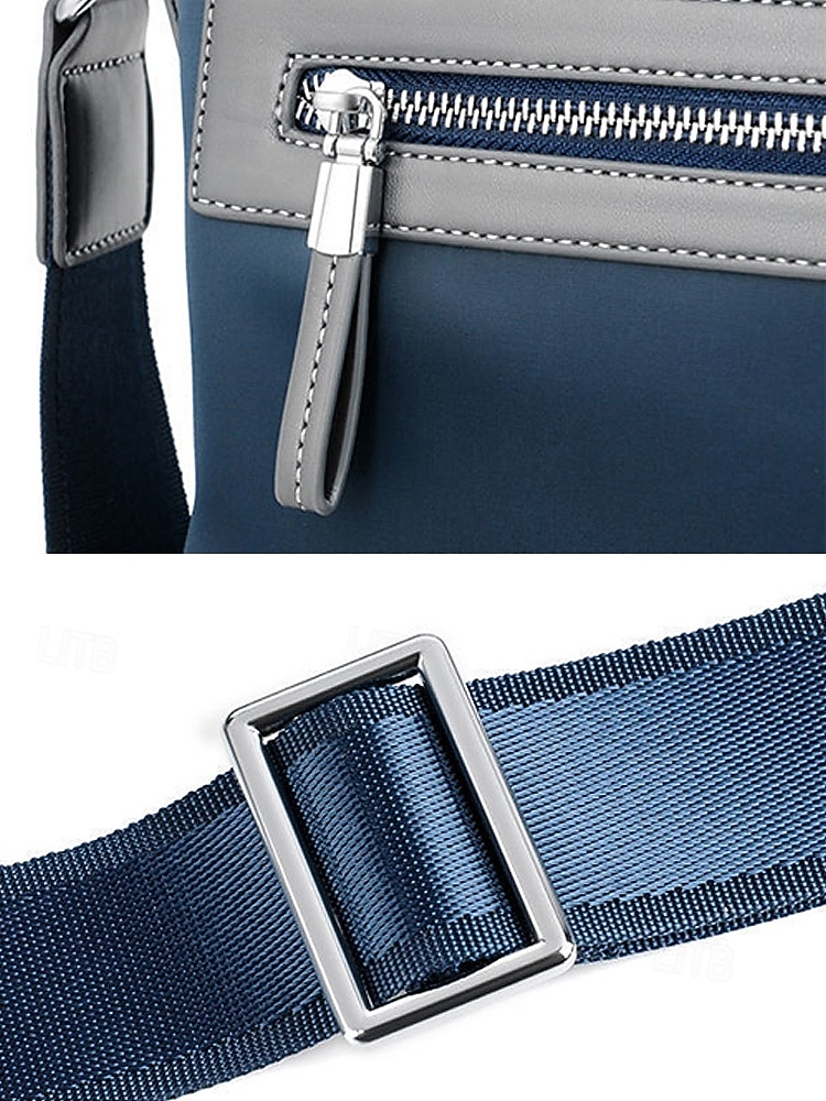 borsa a tracolla impermeabile in tessuto Oxford da uomo – grande capacità, design multitasche, disponibile in blu e nero del 2026 a $19.99 –P10