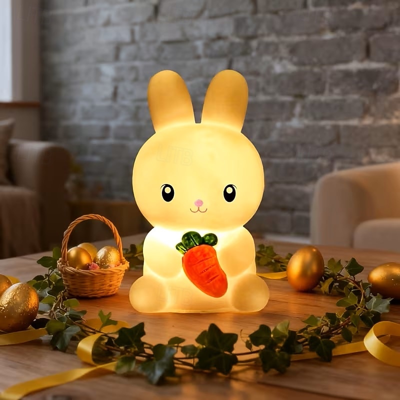 veilleuse lapin de Pâques mignonne, lampe lapin lumineuse à piles, décoration pour la chambre, la table de chevet ou le salon pendant les fêtes de 2026 ? $16.49 –P3