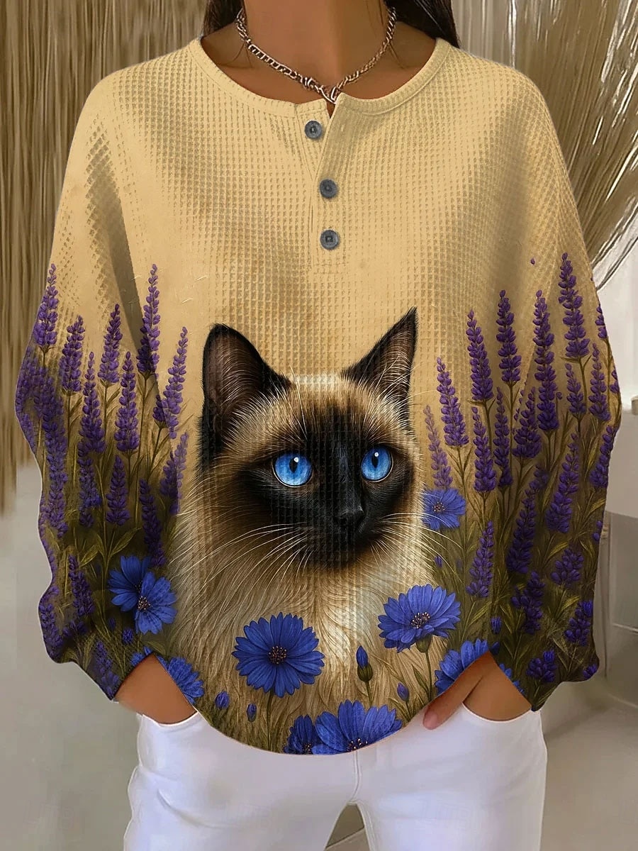 Γυναικεία Φούτερ πουλόβερ Κουμπιά Στάμπα Γραφική Ζώο Ζεστό Κλασσικό Καθημερινό Μακρυμάνικο Στρογγυλή Ψηλή Λαιμόκοψη Κανονικά μπλουζάκια Causal Δρόμος Καθημερινή Ένδυση Θαλασσί Κίτρινο Άνοιξη 2026 - $28.99 –P2