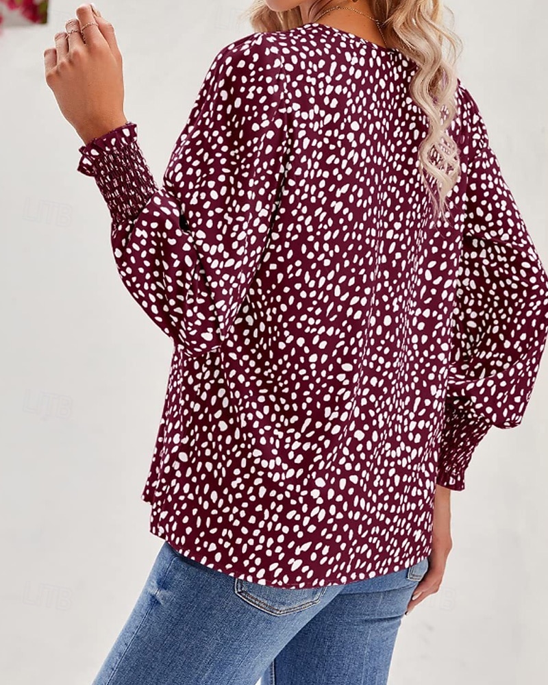 Per donna Maglietta Stampato Floreale Casual Manica Lunga Scollo a V Top Regolari Quotidiano Uscire Weekend Nero Rosa Vino Blu marino Verde Primavera Autunno del 2026 a $26.99 –P16