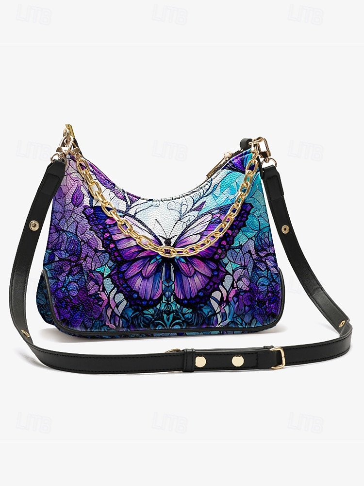 Damen-Schultertasche aus Kunstleder mit verstellbarem Riemen, Schmetterlingsmuster, in verschiedenen Farben erhältlich, vielseitige Tragemöglichkeiten für legere und formelle Anlässe. 2026 - $34.99 –P7