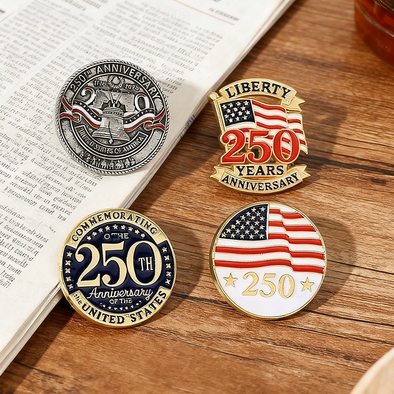 Ensemble de broches commémoratives du 250e anniversaire des États-Unis 4 pcs épingle de revers patriotique du 250e anniversaire de l'indépendance américaine souvenir de badge mémorial du 4 juillet du de 2026 ? $10.99 –P3