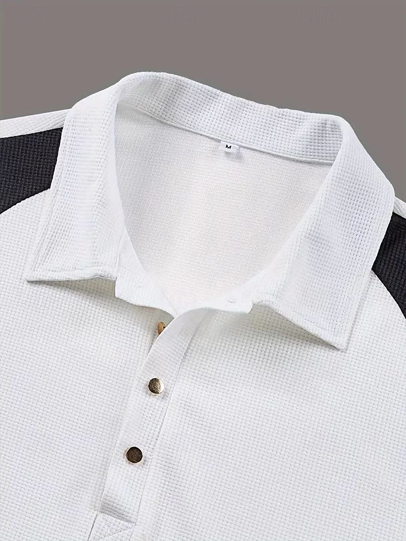 Per uomo Polo Maglia da golf Streetwear Casuale Bavero Manica Lunga Essenziale Moderno Blocco di colori Patchwork Bottoni Primavera Autunno Vestibilità regolare Bianco Polo del 2026 a $24.99 –P5
