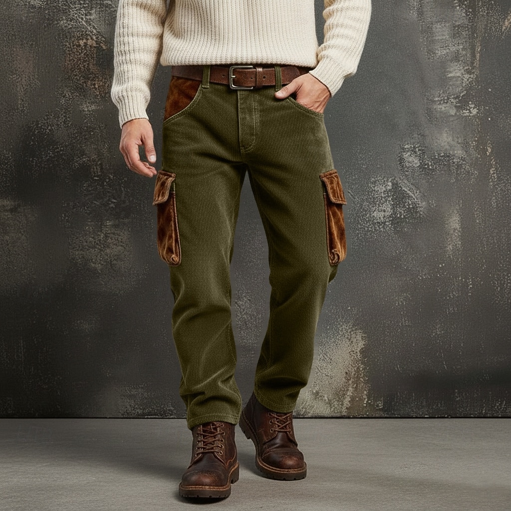 Per uomo Pantaloni Cargo Pantaloni in velluto a coste Pantaloni da Lavoro Elastico in vita Multi-tasche Gamba Dritta Patchwork Traspirante Lunghezza intera Casuale Quotidiano All'aperto Vacanza Moda del 2026 a $31.99 –P1