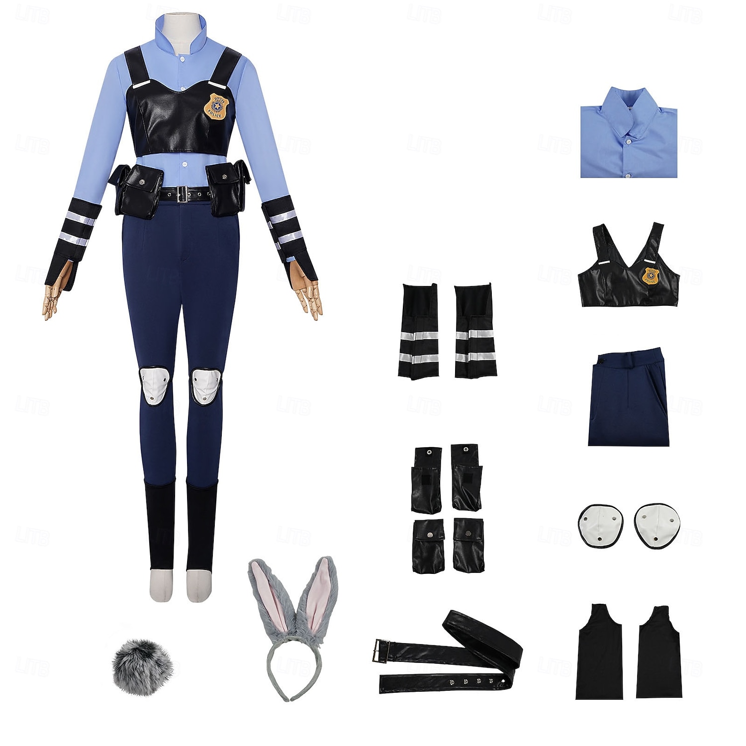 Tierdetektiv Hase Die Polizistin Cosplay Kostüm Outfits Abenteuerfilm Cosplay Film- und TV-Themenkostüme for Damen Mädchen Erwachsene Kinder Halloween Karneval Leistung Pädagogisches Ankleiden 2026 - $70.99 –P1