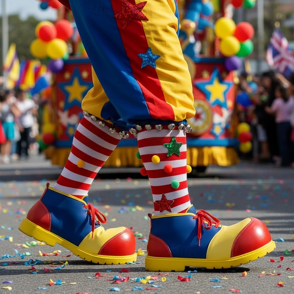 Männer Mardi Gras Echtes Leder Clownschuhe Bunte Übergroße Zehen Karnevalsstiefel Strapazierfähige Schnürschuhe für Paraden Festivals und Zirkusaufführungen 2026 - $109.99 –P5