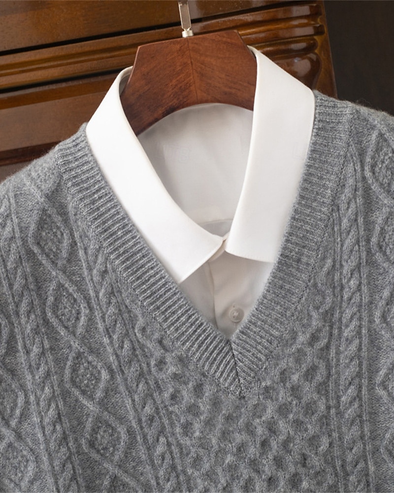 Herren Pullunder Kleid Pullover Pullover Weste Strickpullover Gerippt Stricken Normale Oberteile Gestrickt Einfach V Ausschnitt Mode Streetwear Geschäft Urlaub Bekleidung Ärmellos Herbst Winter 2026 - $130.99 –P8