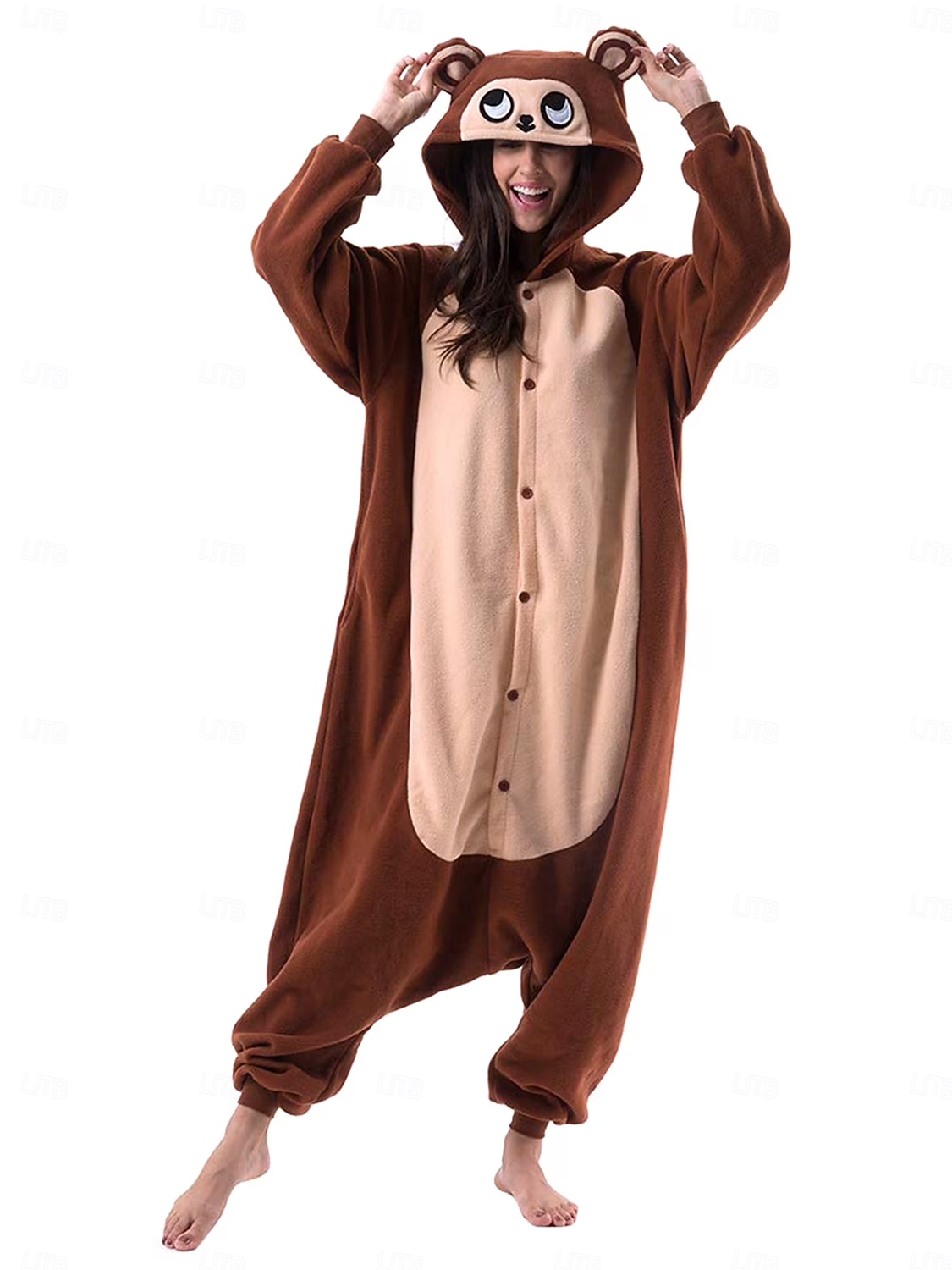 Kigurumi Pajamas Group Costume Onesie Costume Animal Monkey Warm Comfy Hooded Fleece Adults' Men's Women's Unisex Halloween Carnival Party Performance Homewear Dress Up 2026 - $44.99 –P7