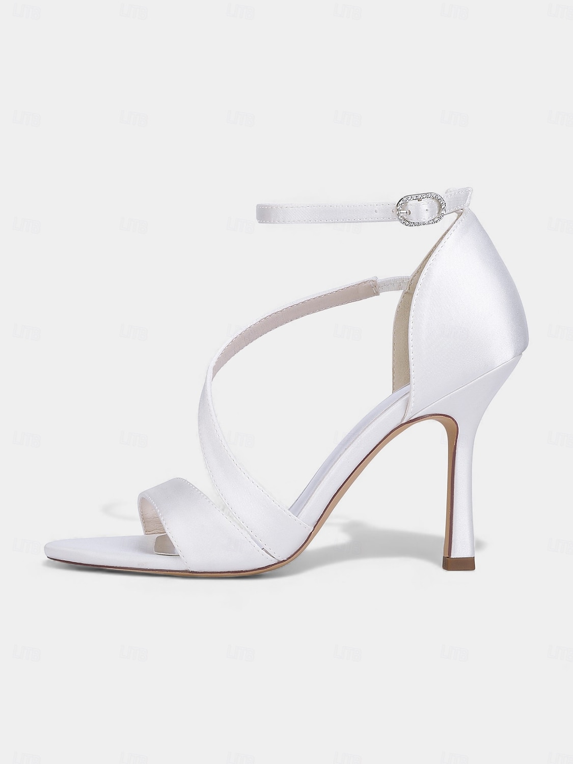 Sandálias de noiva elegantes com tiras finas e salto agulha no tornozelo, sapatos de casamento de salto alto com bico aberto para noivas, salto minimalista branco para cerimônia. de 2026 por $69.99 –P9