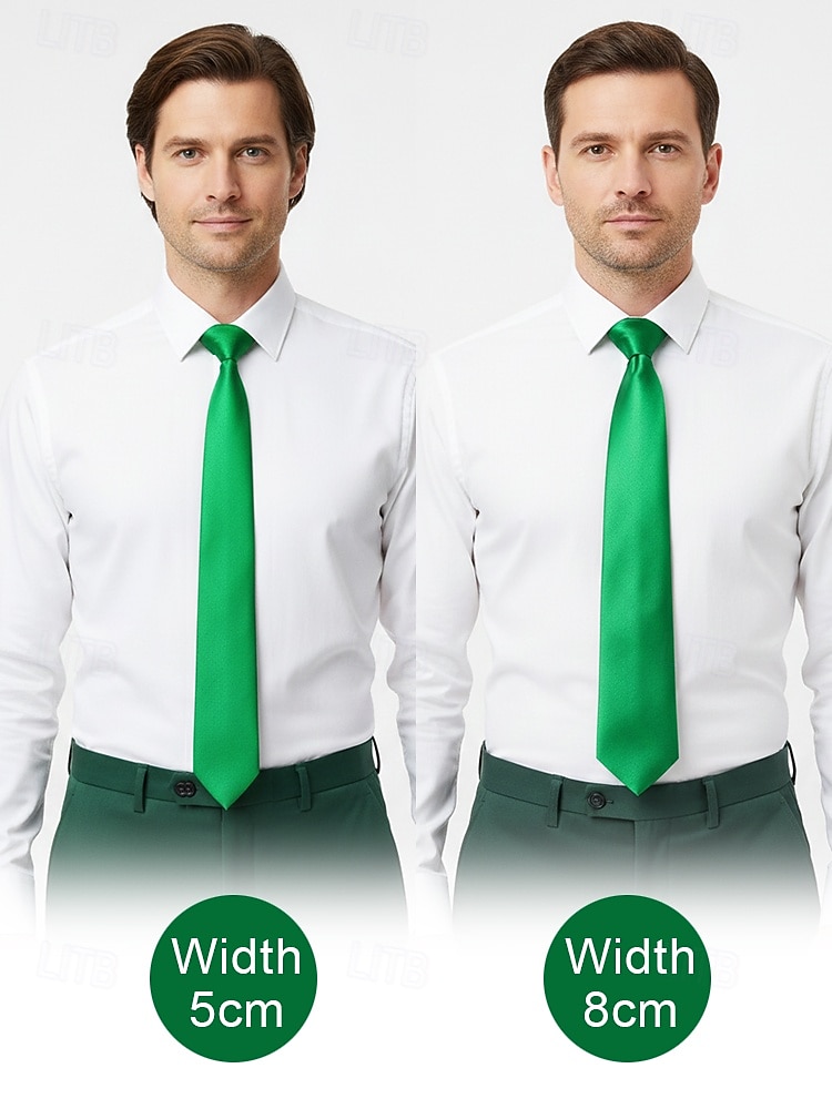 2026年 男性用のセントパトリックスデーのグリーンサテンネクタイ。グリーンの複数の色合い、滑らかなポリエステル生地。パレード、パーティー、結婚式、ホリデーのお祝いに最適なクラシックで華やかなスタイルのネクタイ。  コレクション – $11.99 –P4