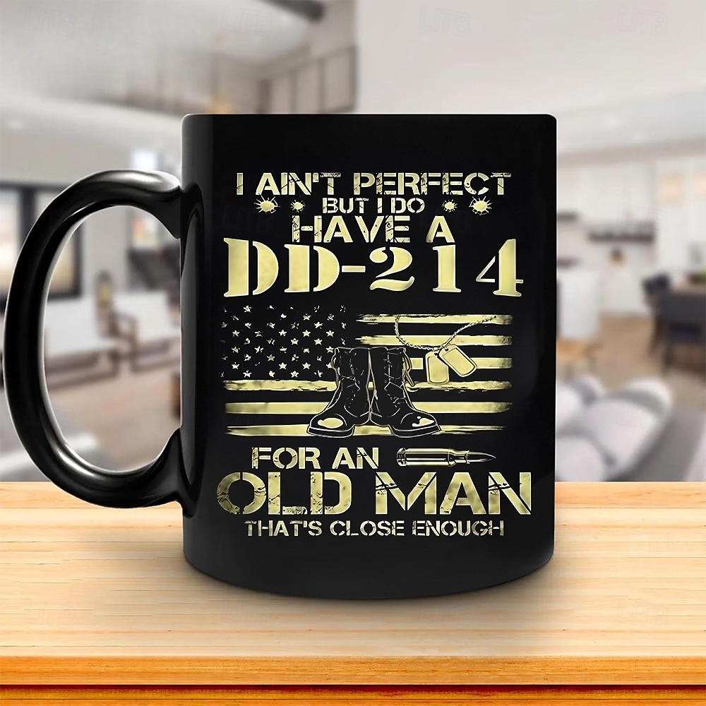 dd-214 veterangavekrus - jeg er ikke perfekt, men jeg har en dd-214 til en gammel mann som er nær nok det amerikanske flagget &design av militærstøvler 2026 - $15.99 –P6