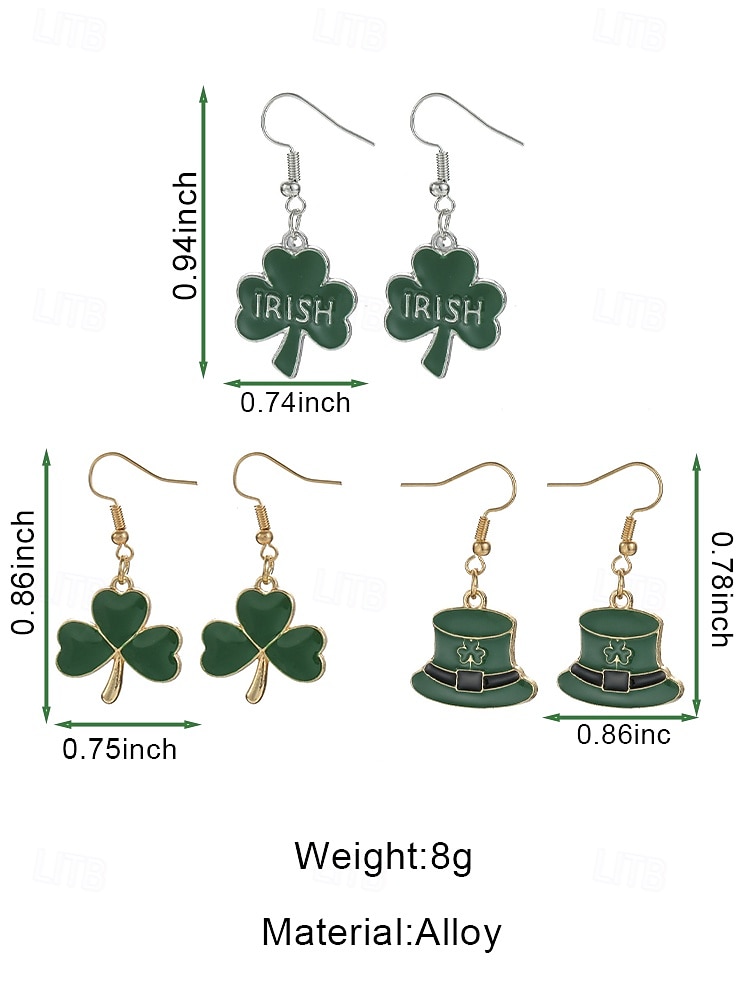 Женские серьги-подвески ко Дню Святого Патрика, дизайн с зеленым клевером и шляпой лепрекона, серьги-подвески из сплава, праздничные ирландские украшения для вечеринки для женщин. 2026 - $7.99 –P7
