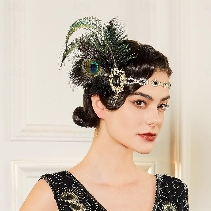 Vintage 1920s The Great Gatsby Flapper Headband The Great Gatsby Flapper Girl Feather Fancy Dress Women's Christmas Carnival Masquerade Retro Theme Party Charleston Dance Adults Headband 2026 - $22.99 –P2