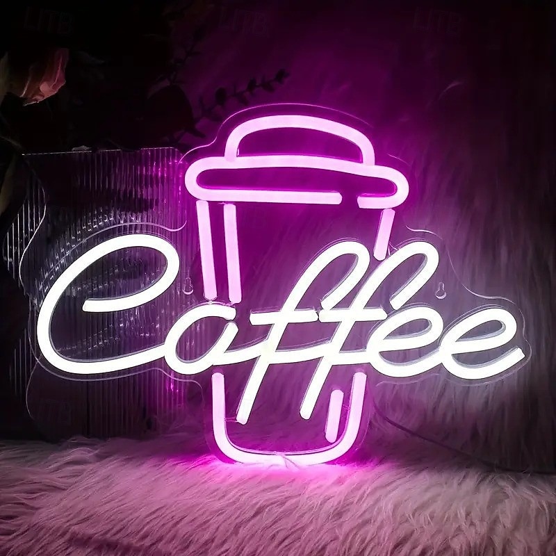 Enseigne lumineuse LED néon café, dimmable, alimentée par USB, colorée, pour intérieur chambre, restaurant, café, mur, créative, en forme d'alphabet, décorative. de 2026 ? $28.99 –P1