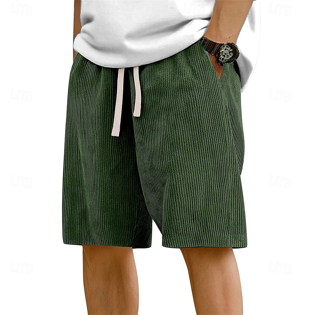 Per uomo Pantaloncini Estivi Shorts da Spiaggia Pantaloncini casual Pantaloncini di velluto a coste Coulisse Elastico in vita Tinta unica Comodità Lunghezza al ginocchio Quotidiano All'aperto del 2026 a $17.99 –P6