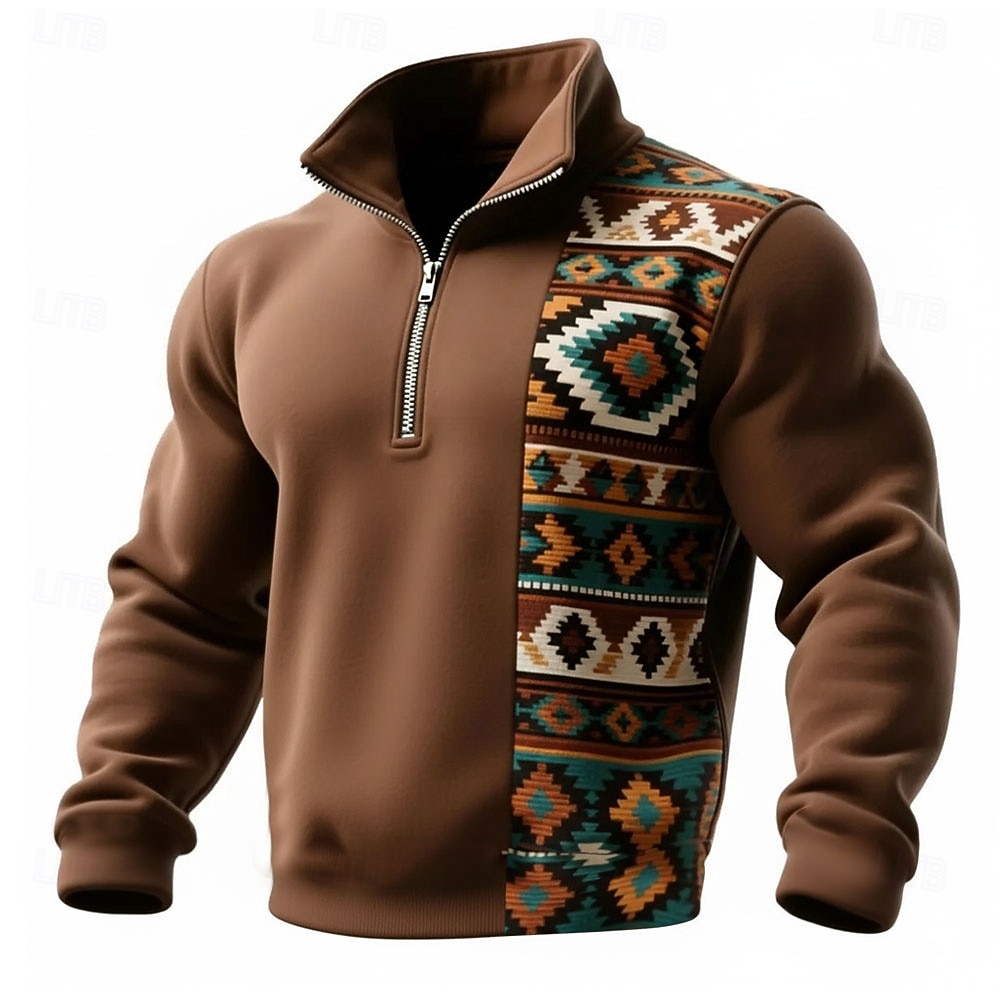 Herr Geometrisk Rutig Stam Tröja Sport Mode Ledigt Blixtlås Hem Streetwear Arbete Fest Blå Purpur Brun Grön Höst Alla årstider Designer S M L XL XXL XXXL 2026 - $28.99 –P1
