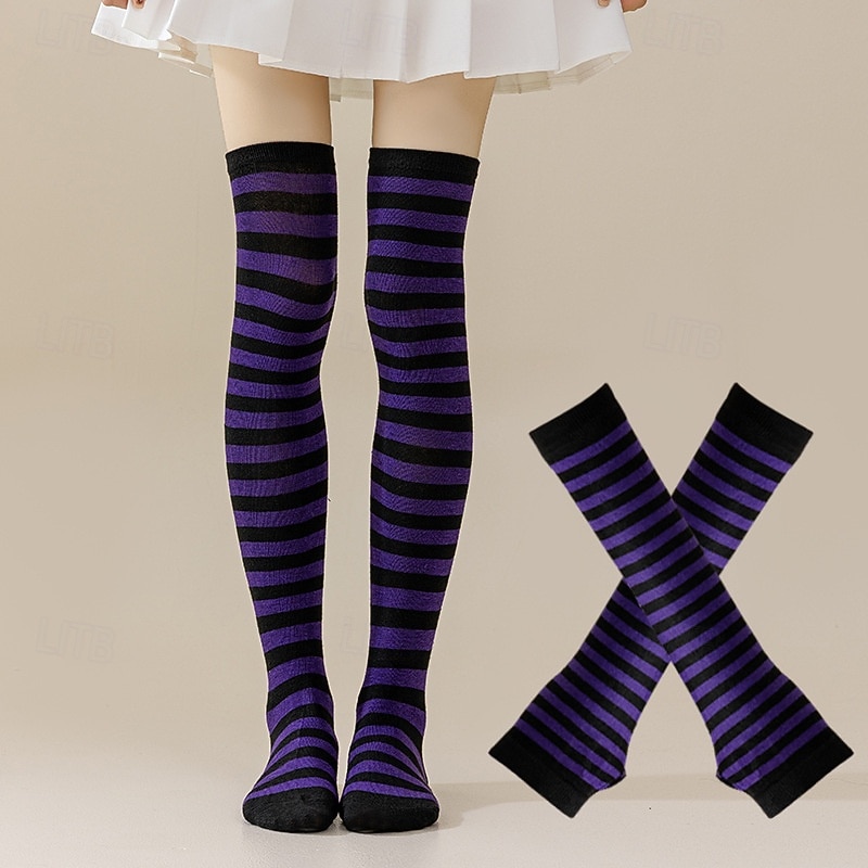 גרבי יום פטריק הקדוש לנשים &סט מחממי ידיים, 4 חלקים ירוק &גרביים שחורות מפוספסות עד הברך עם כפפות תואמות ללא אצבעות, אביזרי תחפושת מהנים לפסטיבל אירי לנשים &בני נוער, מושלם עבור 2026 - $18.99 –P6