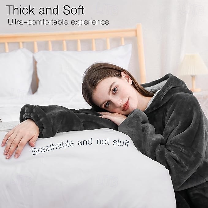 Manta vestível com capuz, aconchegante e macia, ideal para adultos. Presente perfeito para mulheres, mães e para ela mesma. Roupa de descanso quentinha e confortável. de 2026 por $41.99 –P5