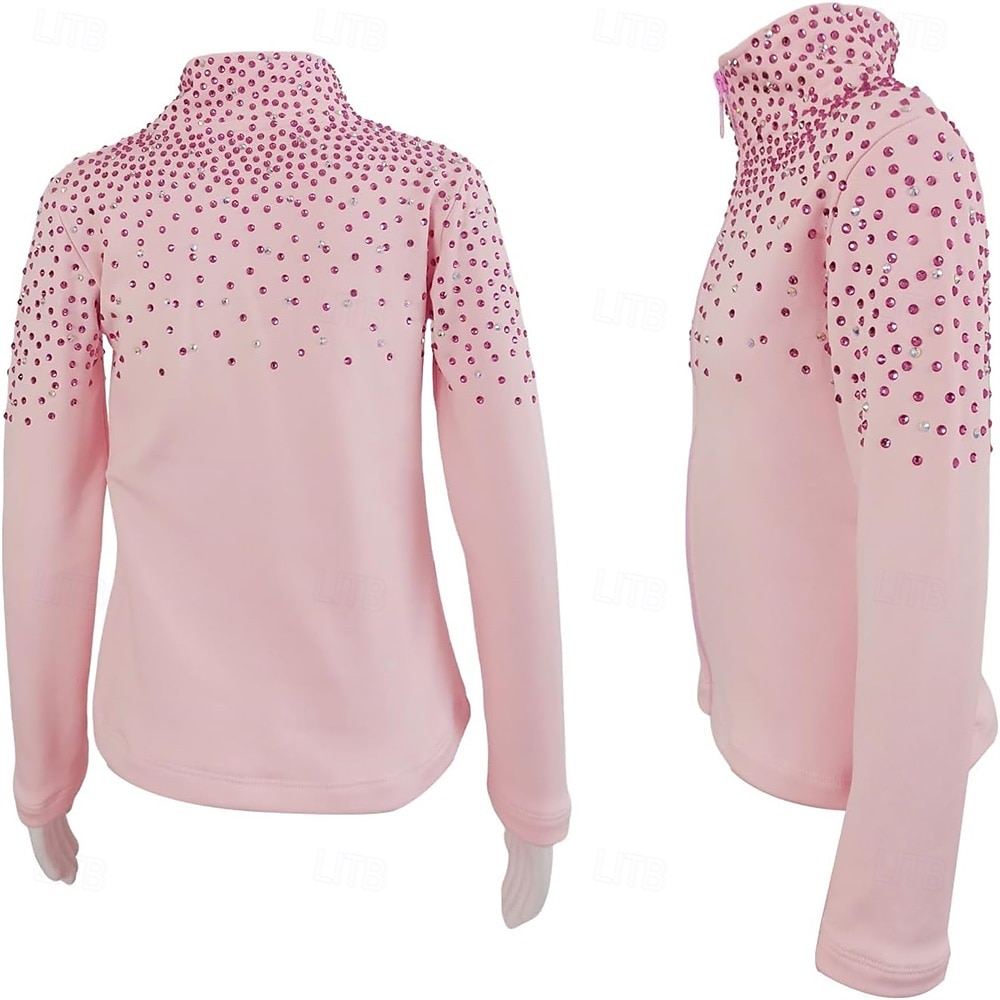 Figure Skating Fleece Jacket Women's Girls' Ice Skating Jacket Top Sky BlueStretchy Training Competition Skating Wear Thermal Warm Crystal / Rhinestone Long Sleeve Ice Skating Figure Skating 2026 - $106.99 –P2