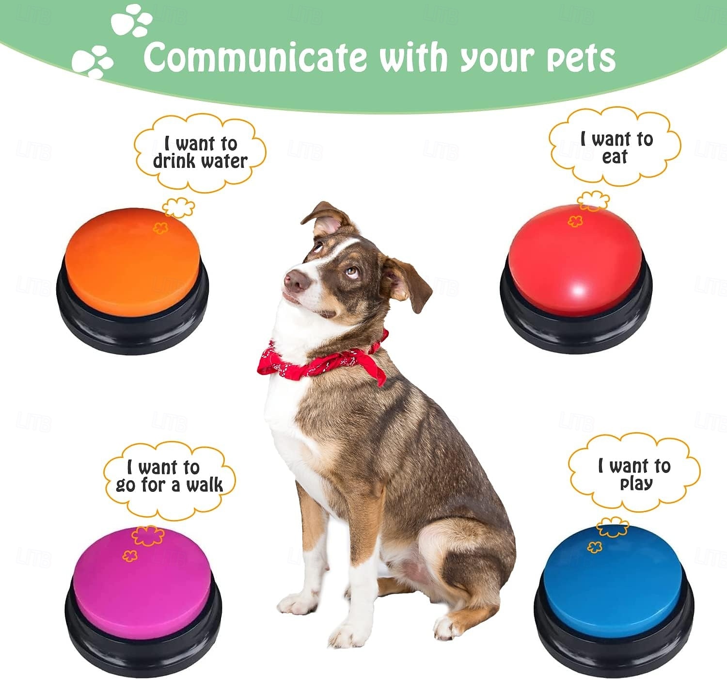1 bouton d'enregistrement vocal pour la communication et le dressage des animaux de compagnie, enregistrement de 30 secondes &Jouet pour chien avec retour vocal, clicker enregistreur pour chat, chiot, de 2026 ? $15.99 –P3