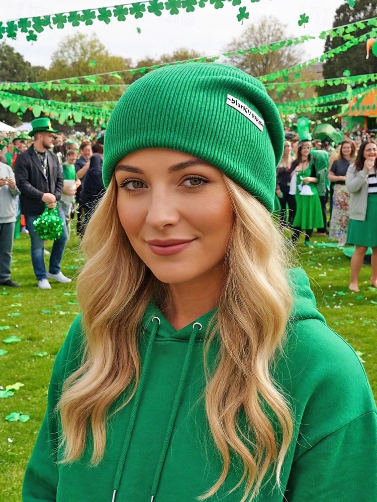 Gorro informal para mujer, material de poliéster, disponible en varios colores, perfecto para el Día de San Patricio y uso diario. 2026 - $11.99 –P1