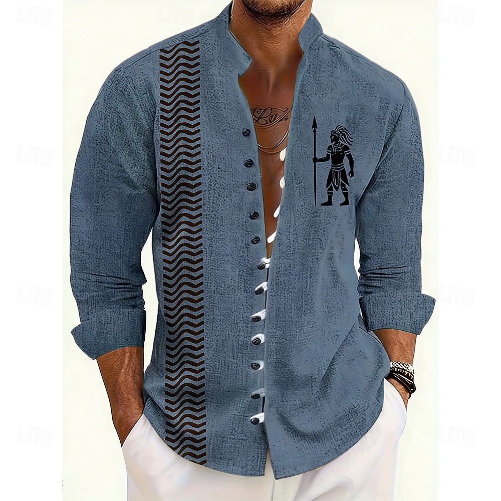 Per uomo Etnico Popoli indigeni Camicia Camicia con colletto alla coreana Manica Lunga Vintage Retrò Casuale Vacanza Primavera Autunno Collo alla coreana Colletto alla coreana Bottonato Camicia tipo del 2026 a $11.49 –P2