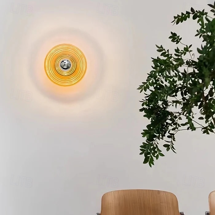 Lampă de perete rotundă din sticlă cu 1 bec, model modern Art Deco, pentru dormitor 2026 - $149.99 –P11