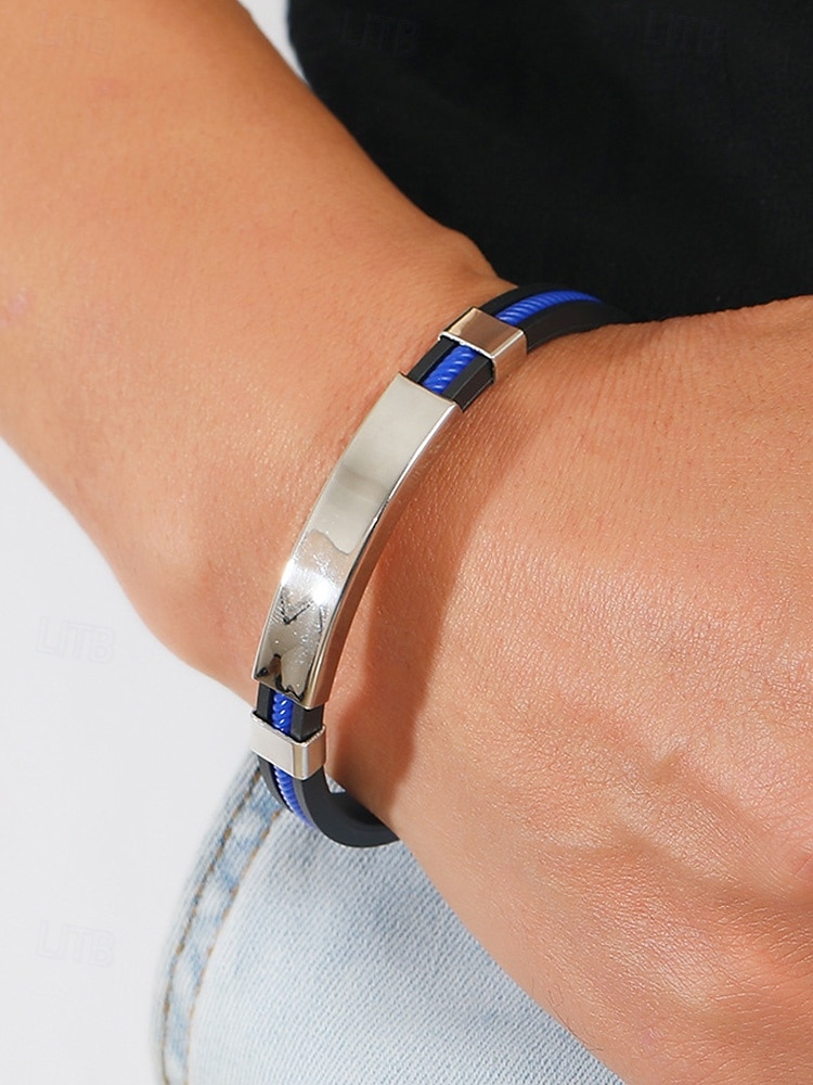 férfi rozsdamentes acél és szilikon karkötő, több színben kapható – stílusos és tartós, hétköznapi és hétköznapi viseletre egyaránt alkalmas 2026 - $5.99 –P3