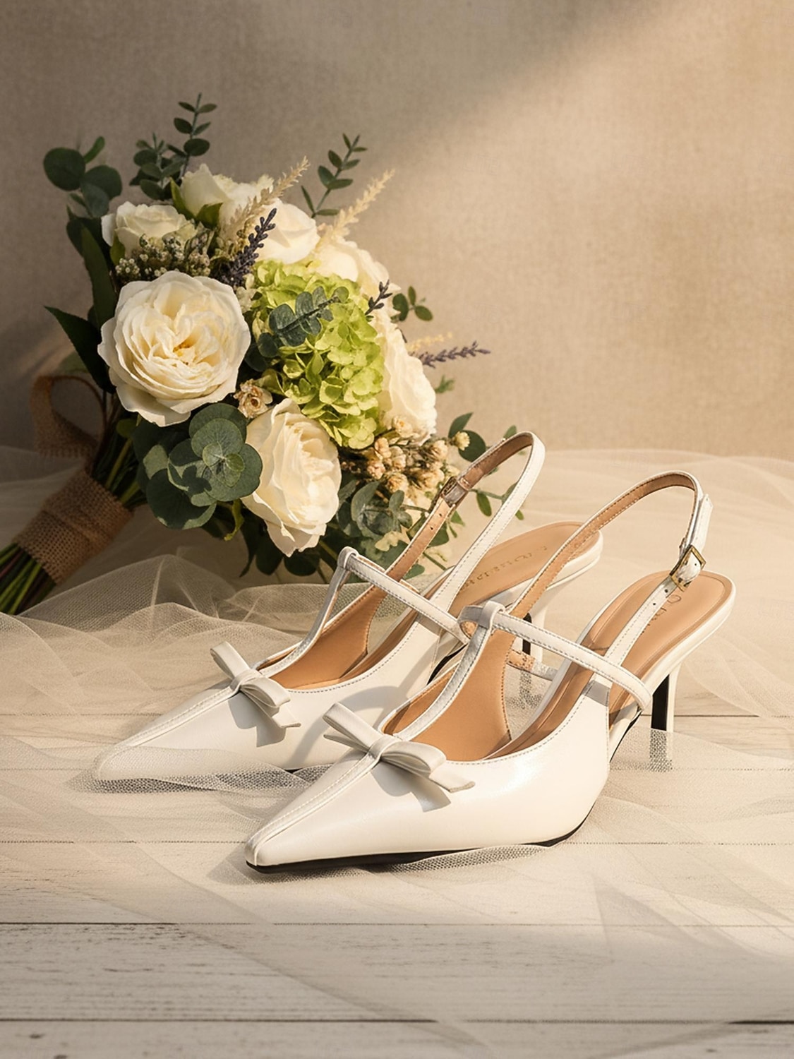 Sapato feminino branco de salto alto com bico fino e tira em T com laço – elegante sapato de noiva para casamento na cidade. &cerimônias religiosas, perfeitas para noivas e convidados de casamento de 2026 por $59.99 –P3