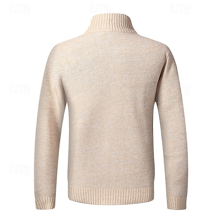 Муж. Вязаная ткань Кардиган Свитер на молнии Свитер Куртка флисовый свитер Рельефный узор Вязать Обычные топы Классический Флис Сплошной цвет Вырез под горло 2026 - ₩43524 –P4