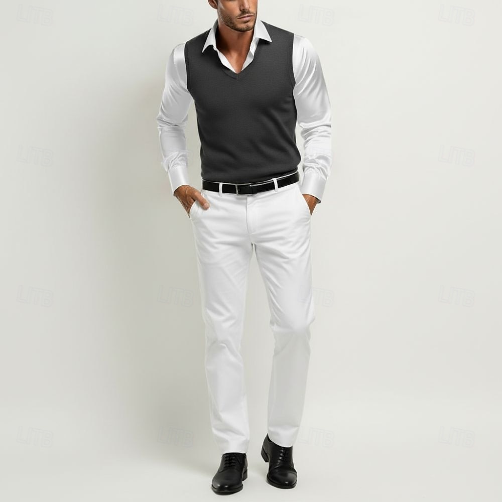 Men's Premium Pure Wool Cashmere V Neck Sweater Vest Classic Knit Pullover Jumper Soft Warm Breathable 2026 - $65.99 –P5