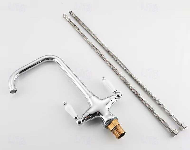 Waschbeckenarmatur - Klassisch Antikes Messing Mittelset Zwei Griffe Ein LochBath Taps 2026 - $178.99 –P2