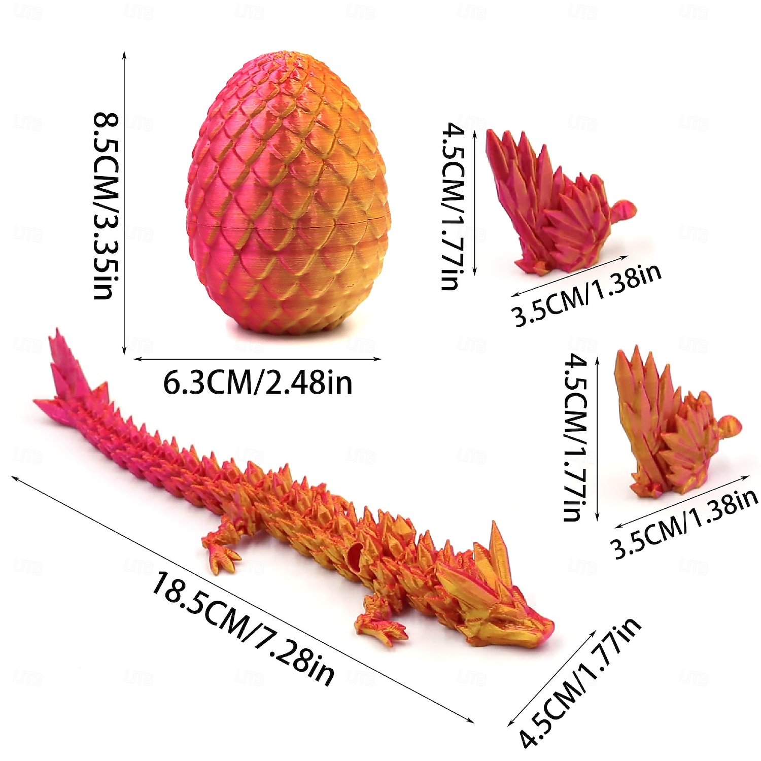 بيض تنين مطبوع بتقنية الطباعة ثلاثية الأبعاد مع تنين بداخله، بيض صغير، ألعاب كريستالية مفصلية، حشوات لسلال عيد الفصح، قطع أسطورية غامضة 2026 - $9.99 –P1