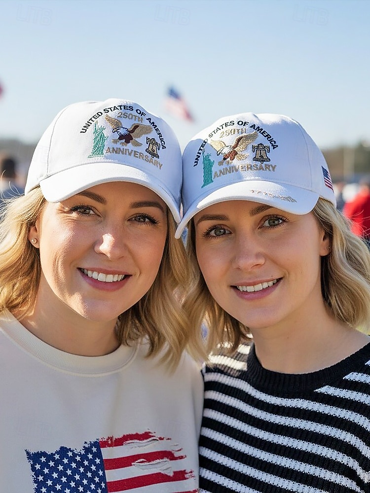Cappello ricamato da uomo per il 250° anniversario degli Stati Uniti - USA multicolore design patriottico dell'aquila e della Statua della Libertà misura regolabile per celebrazioni all'aperto e del 2026 a $14.99 –P5
