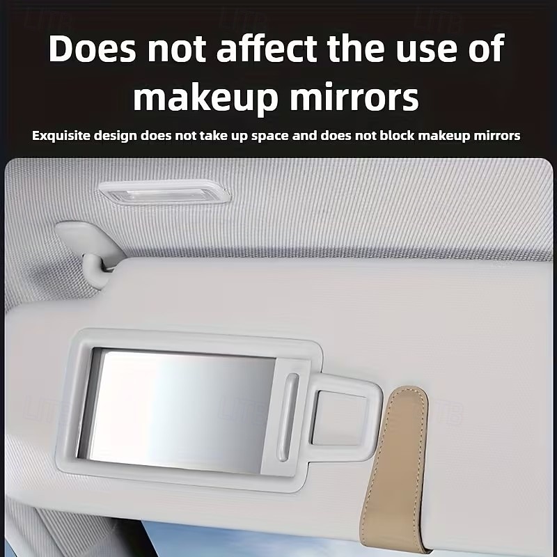 2 st magnetiska solskyddsglasögonhållare i PU-läder med kortplats - enhandsmanövrering, lämplig för förarsidans interiörtillbehör, grå &svart enkelt snäppfäste med ett klick 2026 - $15.99 –P5