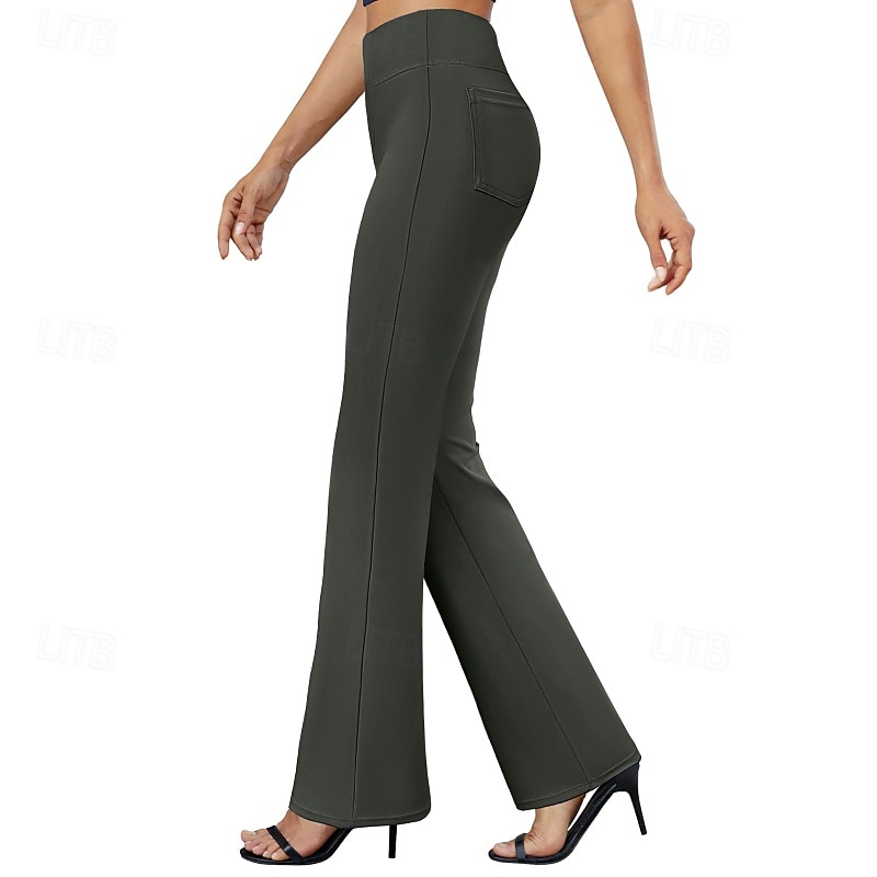 Damen Weite Hosenbeine Chinos Urlaub Streetwear Lässig Volle Länge Mittlere Taillenlinie Einfach Elastischer Bund Bequem Dehnbar Täglich Outdoor Urlaub Dunkelbraun Dunkelgrau Aprikose Schwarz 2026 - $22.99 –P16