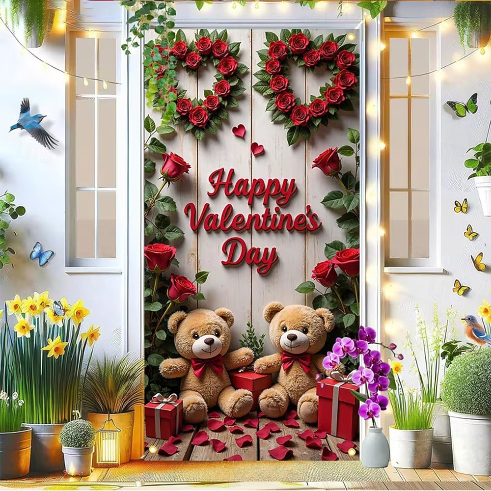Valentýn Plakáty Kryt dveří Venkovní bannery 小熊 láska Srdce Roztomilý Romantické 3D Večírek Koleje Střelecké pozadí Vchodové dveře Dekorace pro návrh na sňatek Bytové dekorace 2026 - $17.99 –P5
