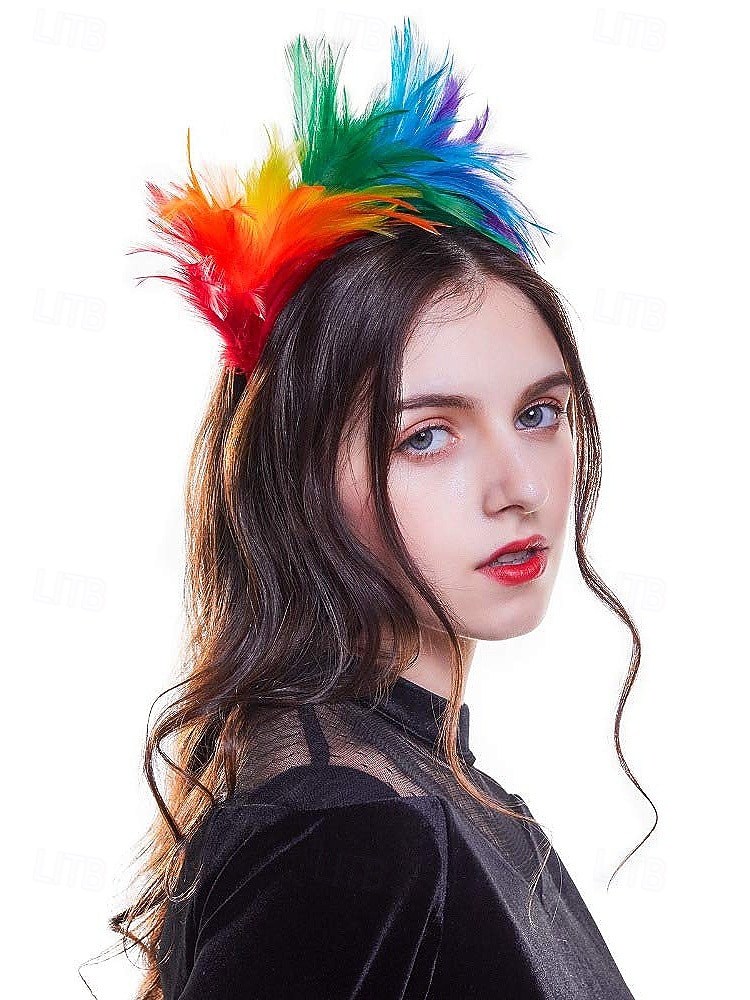 Kvinnors Mardi Gras fjäderöronband i flera färger livliga och roliga perfekta för karneval och maskeradtorer 2026 - $9.99 –P4