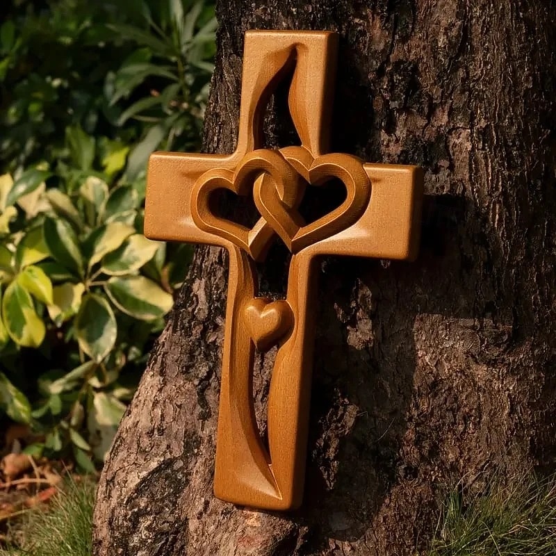 Intertwined Hearts Wooden Cross, Romantic Handcrafted Gift, Engravable Design, Perfect for Weddings, Anniversaries, or Special Occasions, Elegant Religious Home Decor 2026 - $19.99 –P10