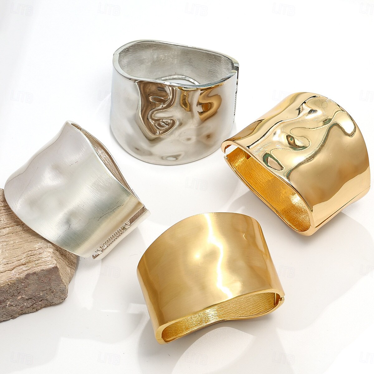 Samba Accessories Chunky Gold Silver Wide Cuff Bracelets for Women - Polished Metal Statement Banglesl Performance Costume 2026 - $9.49 –P2