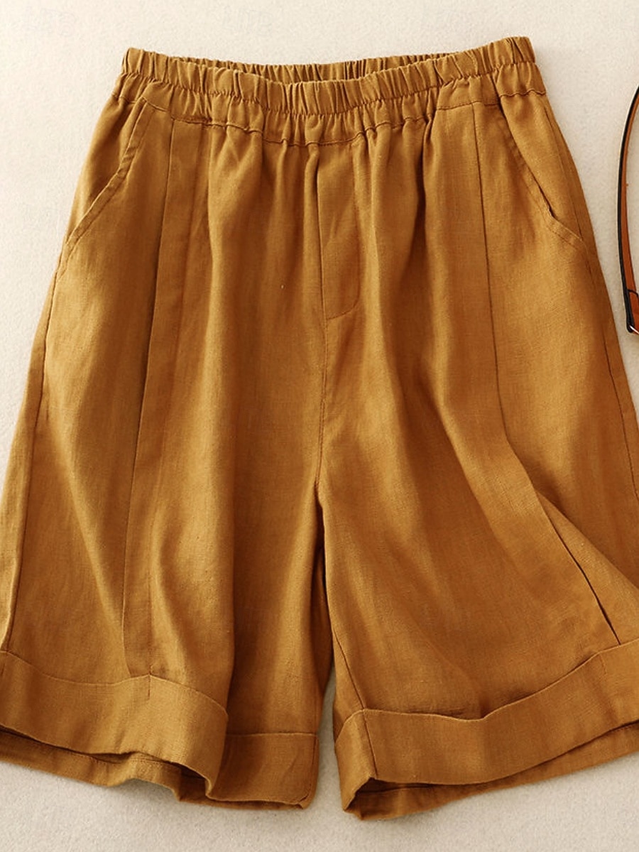 Women's Capri Pants Shorts Summer Shorts Beach Shorts Vacation Basic Casual Full Length High Waist Plain Pocket Wide Leg Elastic Waistband Quick Dry Soft Comfortable Stretchy Beach Holiday Blue Black 2026 - $22.99 –P1