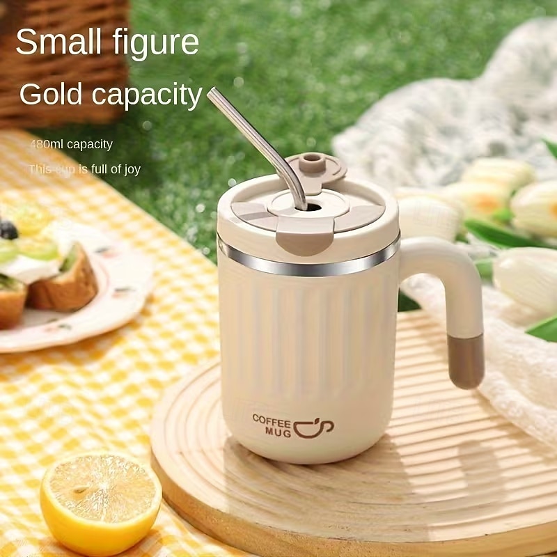 480 ml:n suurikokoinen kahvimuki &matkamuki - 304 ruostumatonta terästä - irrotettavalla teesiivilällä &pilli - tukeva kansi - vuotamaton kannettava tee-/kahvinkeitin retkeilyyn, toimistoon, junaan, 2026 - $13.99 –P5