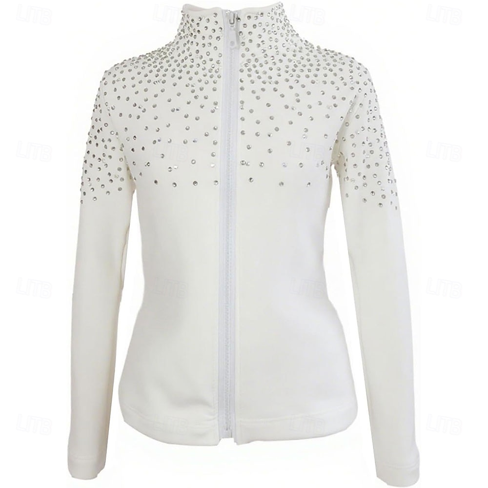 Figure Skating Fleece Jacket Women's Girls' Ice Skating Jacket Top Sky BlueStretchy Training Competition Skating Wear Thermal Warm Crystal / Rhinestone Long Sleeve Ice Skating Figure Skating 2026 - $106.99 –P5